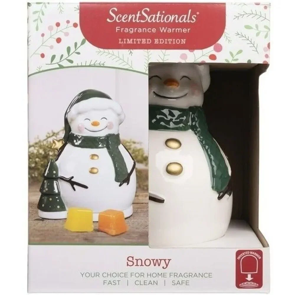 Snowman Wax Warmer Christmas Winter Fragrance Aromatherapy White Green Gold Gift